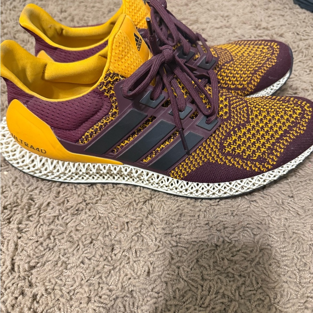 Adidas Ultra 4D in Maroon and Mustard